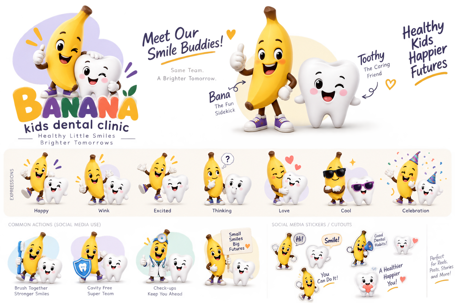 Banana and Toothy mascots